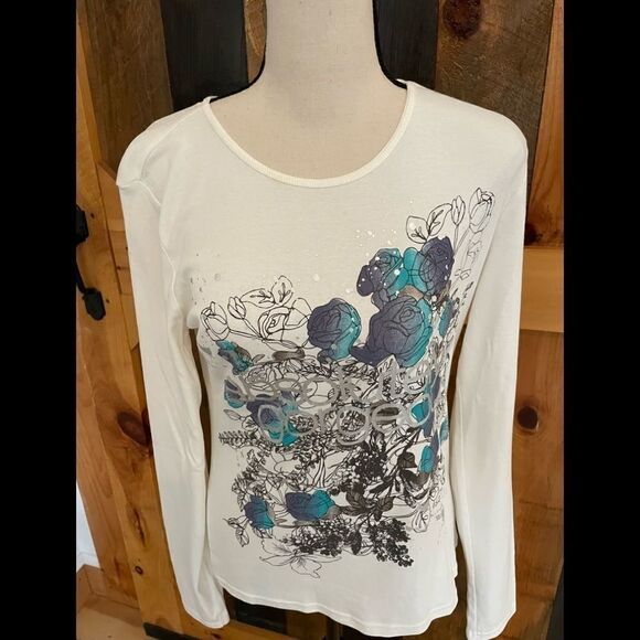 S Oliver long sleeved graphic design tee, says absolutely gorgeous , size XL - Picture 2 of 6